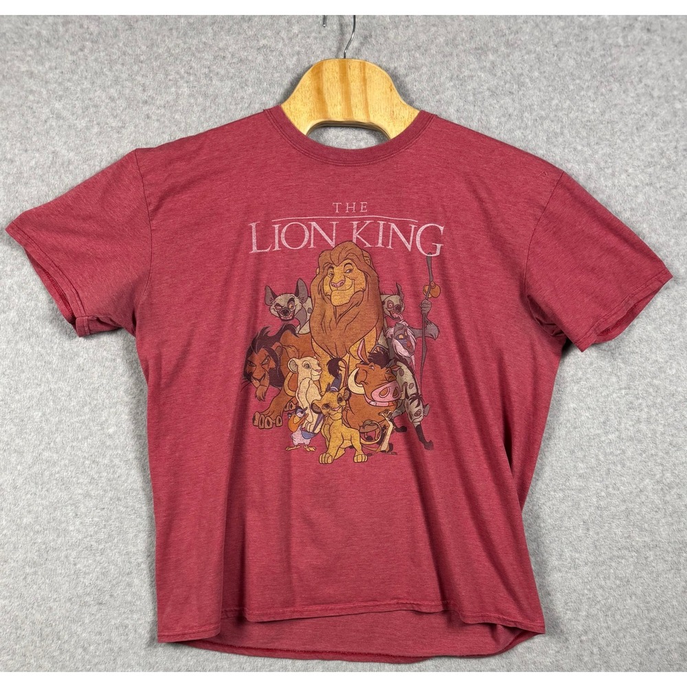 Disney The Lion King T-Shirt Mens XXL Red Short Sleeve Graphic Simba Scar Mufasa